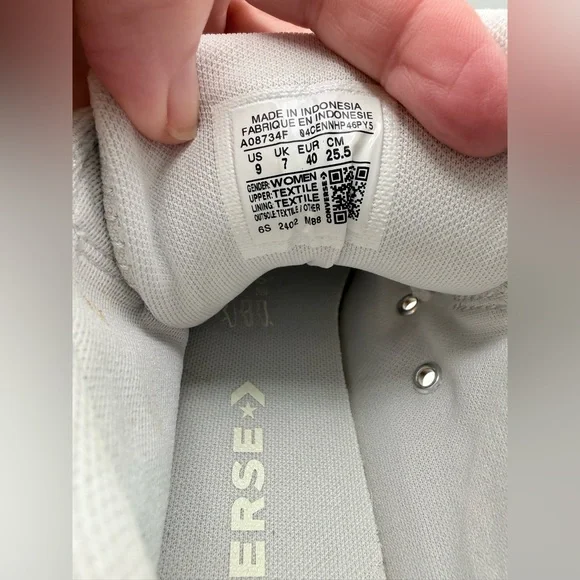 Converse All Star High‎ Top Sneakers Light Gray Gold Eyelets Women’s size 9 - Picture 7 of 7